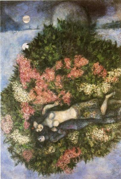 Marc Chagall, "Lovers in the Lilacs" (1930).